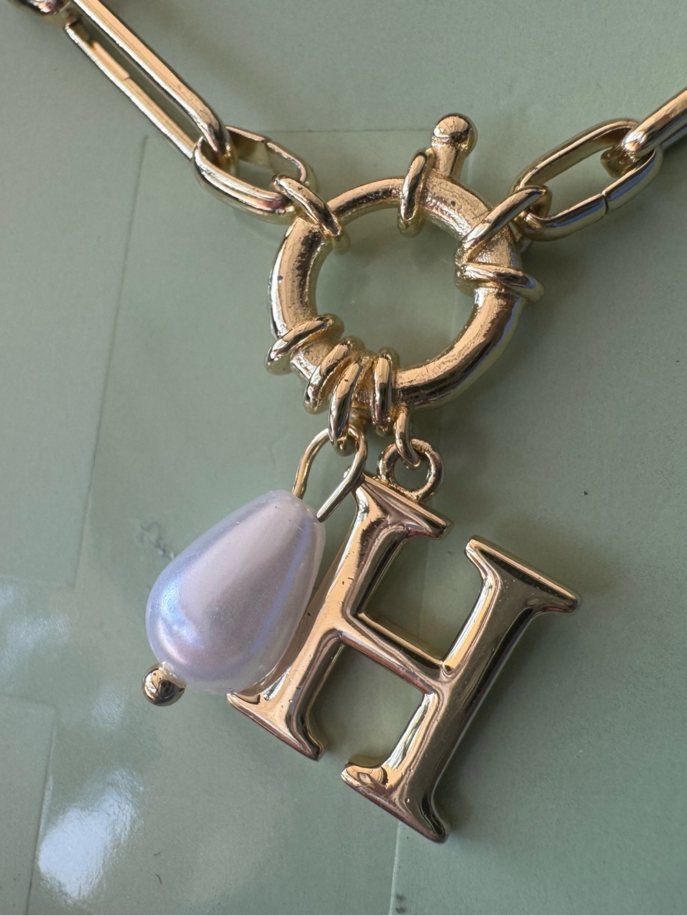 A New Day 14k Gold Dipped Letter H Charm Necklace - Picture 2 of 5
